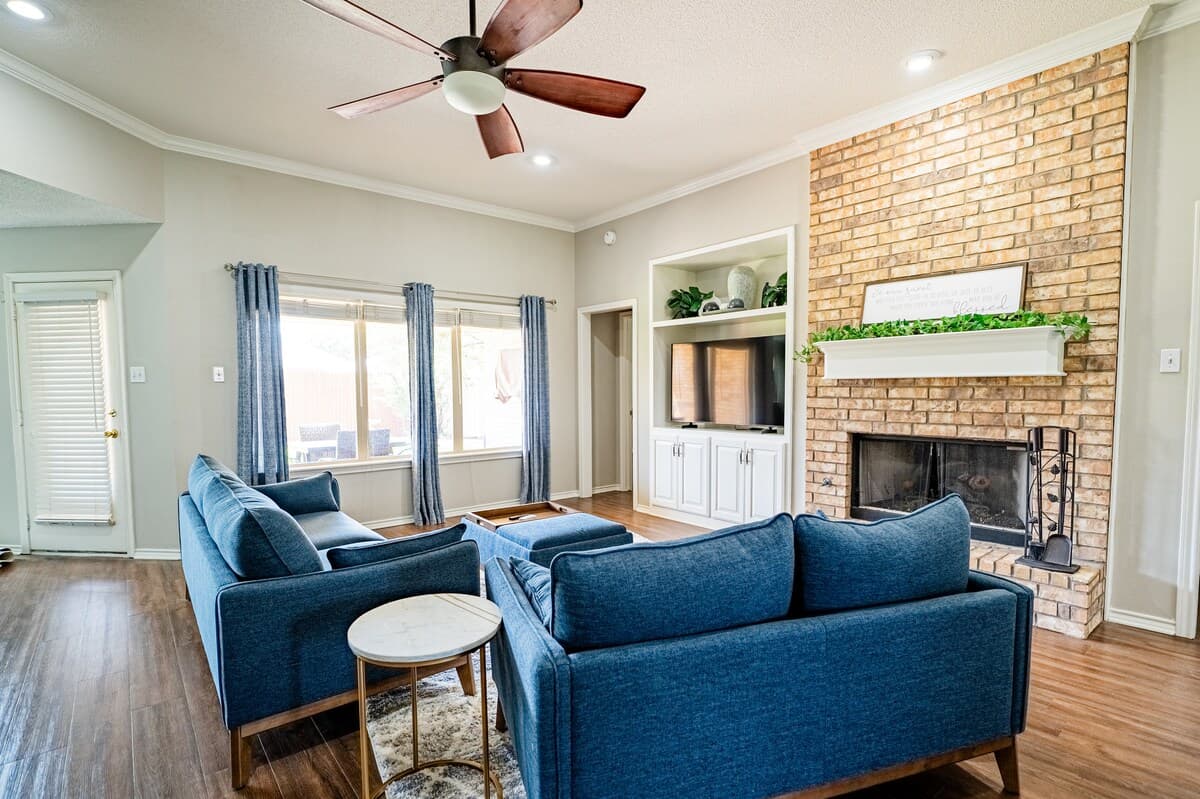 Living Room (features a 55-inch Smart TV)